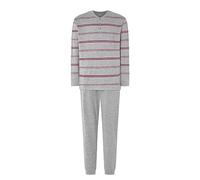 El Búho Nocturno Mens Pyjamas Set Long Sleeve 100% Cotton/Cotton-Rich Knit - Striped PJs Button Placket Top Elastic Bottoms Pockets All-Season Pajamas Men Plus Size S-5XL, 85% Cot. 15% Vis. Grey, XL