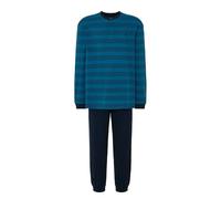 El Búho Nocturno Mens Pyjamas Set Long Sleeve 100% Cotton/Cotton-Rich Knit - Striped PJs Button Placket Top Elastic Bottoms Pockets All-Season Pajamas Men Plus Size S-5XL, Blue, L