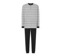 El Búho Nocturno Men's Pyjamas Set Long Sleeve Knit Premium Striped Pyjama Set for Men, 92% Cotton, 8% Viscose, Grey 5587, 5XL