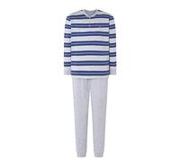 El Búho Nocturno Men's Pyjamas Set Long Sleeve Knit Premium Striped Pyjama Set for Men, 95% Cotton, 5% Viscose, Grey 5578, XL