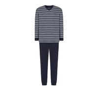 El Búho Nocturno Men's Pyjamas Set Long Sleeve Knit Striped Pyjama Set for Men, 97% Cotton, 3% Polyester, Grey 5307, XXL