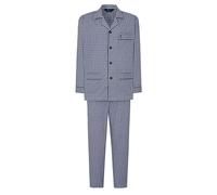 El Búho Nocturno Men's Pyjamas Set Long Sleeve Woven Poplin Checkered Pyjama Set for Men, 60% Cotton, 40% Polyester, Blue 1543, 3XL