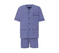El Búho Nocturno Men's Pyjamas Set Short Sleeve Summer Cotton Poplin Woven Checkered Pyjama Set for Men, 100% Cotton, Blue 4522, M