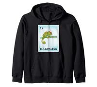 El Camaleon Mexican Chameleon Cards Zip Hoodie