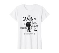 El Camino is Calling Buen Camino T-Shirt Santiago Pilgrim Value Graphic T-Shirt, Women, White, S