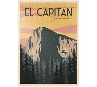 El Capitan In Yosemite National Park, USA, Art Deco Style Vintage Poster, Illustration - Premium 1000 pieces Puzzle - MyPuzzle special collection from Puzzle Galaxy