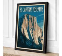 El Capitan, Yosemite Vintage Canvas Wall Art Print 18x12 Inch (46 x 30 cm)