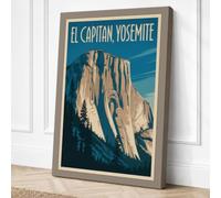 El Capitan, Yosemite Vintage Canvas Wall Art Print 18x12 Inch (46 x 30 cm)
