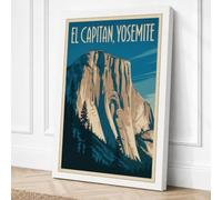 El Capitan, Yosemite Vintage Canvas Wall Art Print 18x12 Inch (46 x 30 cm)