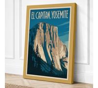 El Capitan, Yosemite Vintage Canvas Wall Art Print 18x12 Inch (46 x 30 cm)