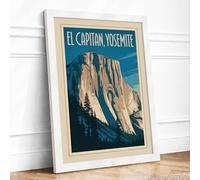 El Capitan, Yosemite Vintage Framed Wall Art Print A3 (42×29.7cm) White, Wall Decor for Living Room, Bedroom, Office & Home, Ready to Hang, Art Gift