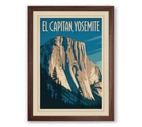 El Capitan, Yosemite Vintage Framed Wall Art Print A4 (29.7×21cm) Walnut, Wall Decor for Living Room, Bedroom, Office & Home, Ready to Hang, Art Gift