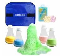 EL Efloral Portable Science Lab for Kids - 7 Pack Travel Bath Bombs with Leak-Proof Bottles | Fizzy STEM Experiments, Organic & Skin-Safe | Educational Gift for Boys Girls 3+ (Blue)