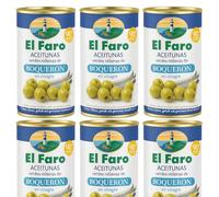 El Faro Green Manzanilla Olives with Boqueron (white Anchovy), 350g Pack of 6
