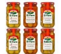 El Faro Mojo Picon Green Olives, Banderillas Spicy, Olives Filled with Guindilla