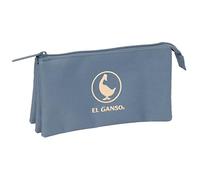 EL GANSO BASICS AZUL AZUL AZAFATA - Triple Pencil Case, Children's Pencil Case, Ideal for School Age Children, Comfortable and Versatile, Quality and Resistance, 22 x 3 x 12 cm