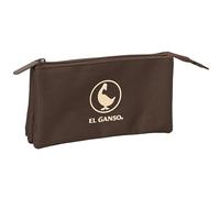 EL GANSO BASICS CHOCOLATE - Triple Pencil Case, Children's Pencil Case, Ideal for School Age Children, Comfortable and Versatile, Quality and Resistance, 22 x 3 x 12 cm