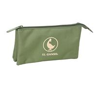 EL GANSO BASICS GREEN - Triple Pencil Case, Children's Pencil Case, Ideal for School Age Children, Comfortable and Versatile, Quality and Resistance, 22 x 3 x 12 cm