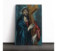 El Greco Christ Carrying The Cross Canvas Print | Gallery Wrapped 30mm Frame Wall Art | 20x14 inches | Ready to Hang | Modern Religious Picture | Living Room Bedroom Lounge Office