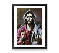 El Greco Christ Classic Painting Framed Wall Art Print, Ready to Hang Picture for Living Room Bedroom Home Office Décor, Black A2 (64 x 46 cm)