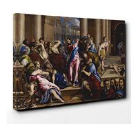 El Greco Christ Driving The Money Changers Canvas Print | Gallery Wrapped 30mm Frame Wall Art | 30x20 inches | Ready to Hang | Modern Religious Picture | Living Room Bedroom Lounge Office