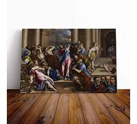 El Greco Christ Driving The Money Changers Canvas Print | Gallery Wrapped 30mm Frame Wall Art | 30x20 inches | Ready to Hang | Modern Religious Picture | Living Room Bedroom Lounge Office
