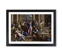 El Greco Christ Driving The Money Changers Framed Print | A2 Oak Framed Wall Art | Ready to Hang | Modern Nature Picture | Living Room Bedroom Lounge Office