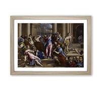 El Greco Christ Driving The Money Changers Framed Print | A2 Oak Framed Wall Art | Ready to Hang | Modern Nature Picture | Living Room Bedroom Lounge Office