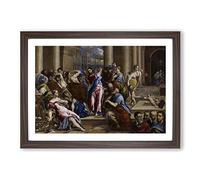 El Greco Christ Driving The Money Changers Framed Print | A2 Walnut Framed Wall Art | Ready to Hang | Modern Nature Picture | Living Room Bedroom Lounge Office