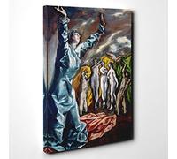 El Greco The Vision of Saint John Canvas Print | Gallery Wrapped 30mm Frame Wall Art | 30x20 inches | Ready to Hang | Modern Religious Picture | Living Room Bedroom Lounge Office
