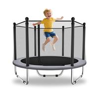 EL&IT·Wings 60'' Trampoline for Kids with Safety Net, Indoor Outdoor 5FT Toddler Trampoline with Enclosure, No-Gap Safety Design, Birthday Gifts for Kids Ages 1-8(Grey-1)