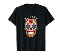 “El Jefe” Colorful Sugar Mexican Skull Day of the Dead T-Shirt