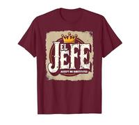 El Jefe for Men: Accept no Replacement Crown Graphic T-Shirt, Men, Burgundy, M