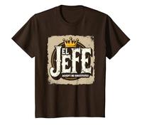 El Jefe for Men: Accept no Replacement Crown Graphic T-Shirt, Youth, Brown, Medium