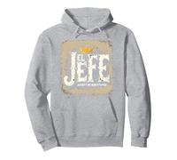 El Jefe for Men: Accept No Substitutes Crown Graphic Pullover Hoodie, Adult Unisex, Heather Grey, S