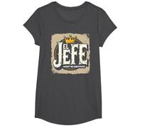 El Jefe for Men: Accept No Substitutes Crown Graphic T-Shirt, Girls, Dark Heather Grey, Medium