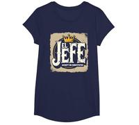 El Jefe for Men: Accept No Substitutes Crown Graphic T-Shirt, Girls, Navy, Medium