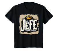 El Jefe for Men: Accept No Substitutes Crown Graphic T-Shirt, Kids, Black, 10 Years