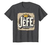 El Jefe for Men: Accept No Substitutes Crown Graphic T-Shirt, Kids, Dark Heather Grey, 4 Years