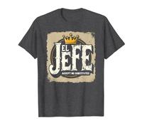 El Jefe for Men: Accept No Substitutes Crown Graphic T-Shirt, Men, Dark Heather Grey, M