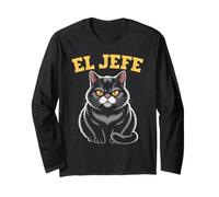 El Jefe Funny Cool Mexican Scary Boss Spanish Manager Cat Long Sleeve T-Shirt