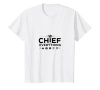 El Jefes Chief of Everything - Boss Leadership Humor T-Shirt, Kids, White, 12 Years
