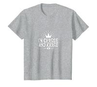 El Jefes in Charge and Aware Leadership Graphic T-Shirt, Kids, Heather Grey, 12 Years