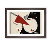 El Lissitzky Beat The Whites with The Red Framed Print | A2 Walnut Framed Wall Art | Ready to Hang | Modern Nature Picture | Living Room Bedroom Lounge Office