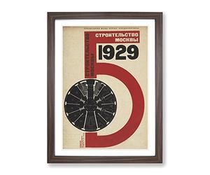El Lissitzky Russian Constructivist Cover Classic Painting Framed Print | A4 Walnut Framed Wall Art | Ready to Hang | Classic Historical Picture | Living Room Bedroom Lounge Office