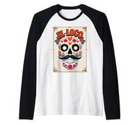 El Loco - Crazy Sugar Skull Día de los Muertos Raglan Baseball Tee