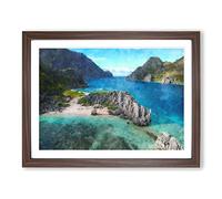 El Nido In The Philippines Painting Modern Art Framed Wall Art Print, Ready to Hang Picture for Living Room Bedroom Home Office Décor, Walnut A3 (46 x 34 cm)