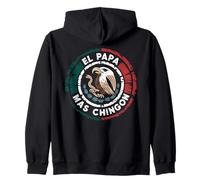 El Papa Mas Chingon Distressed Mexican Eagle Father Pride Zip Hoodie