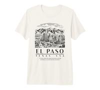 El Paso Desert Cityscape at Sunset with Mountains. Premium T-Shirt