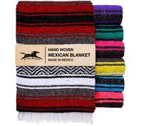 El Paso Designs Mexican Yoga Blanket & Towel - Colorful Falsa Serape, Soft Woven Saddle Blanket for Picnic, Beach, Patio, Boho Home Décor (Burgundy)